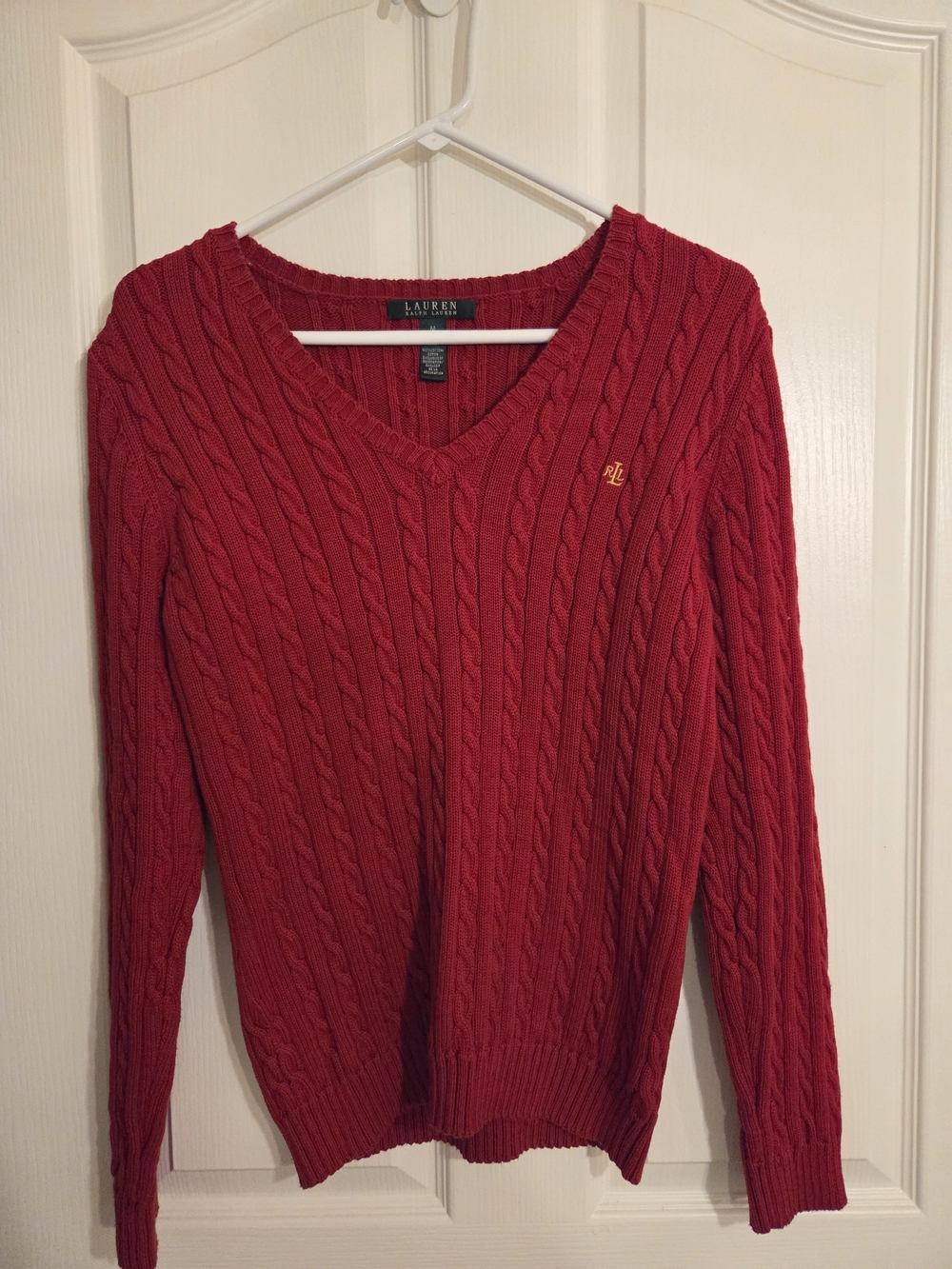Ralph Lauren Sweater in Red with Yellow RL Logo - Picture 2 of 5